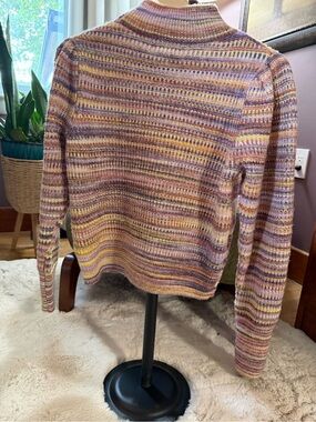 Rachel Zoe Striped Knit Turtleneck Sweater in Lavender, Yellow, Cream